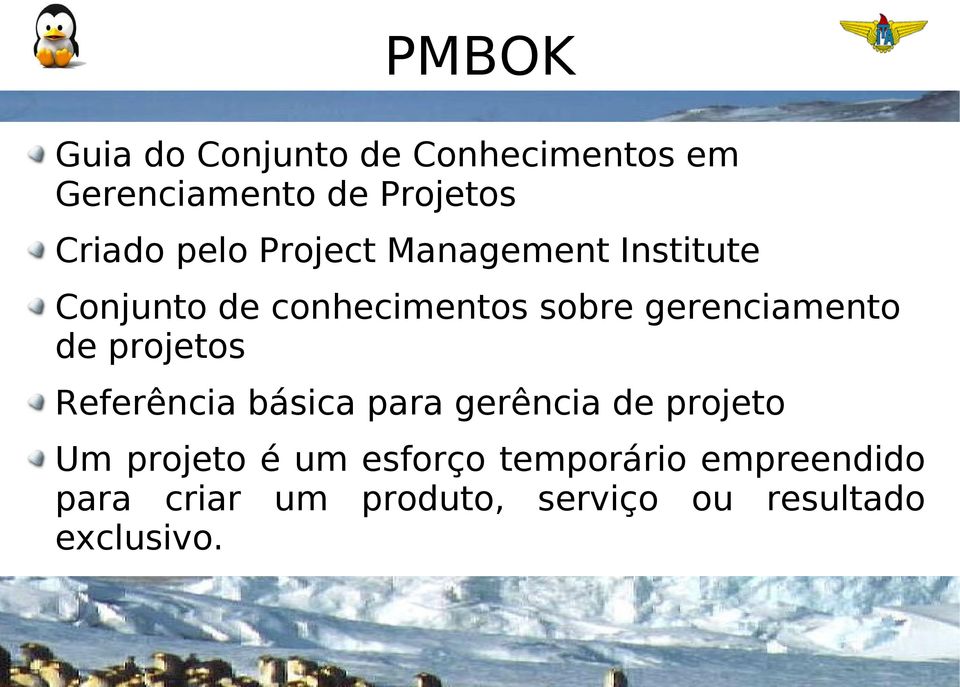 gerenciamento de projetos Referência básica para gerência de projeto Um