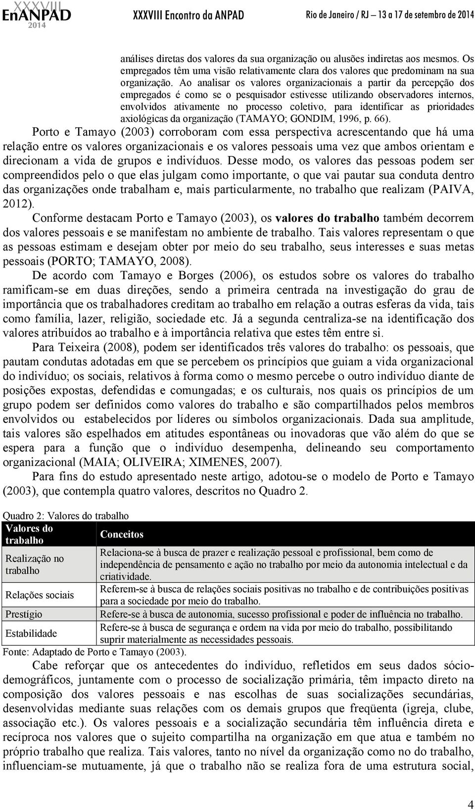 identificar as prioridades axiológicas da organização (TAMAYO; GONDIM, 1996, p. 66).