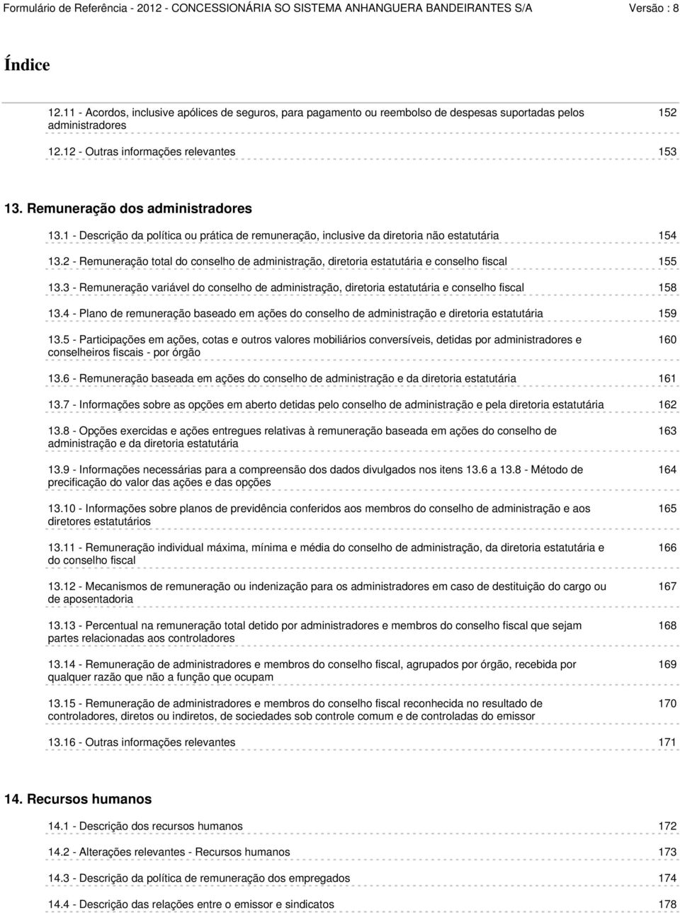 2 - Remuneração total do conselho de administração, diretoria estatutária e conselho fiscal 155 13.