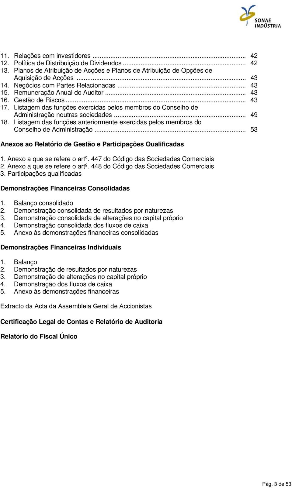 Listagem das funções exercidas pelos membros do Conselho de Administração noutras sociedades... 49 18. Listagem das funções anteriormente exercidas pelos membros do Conselho de Administração.