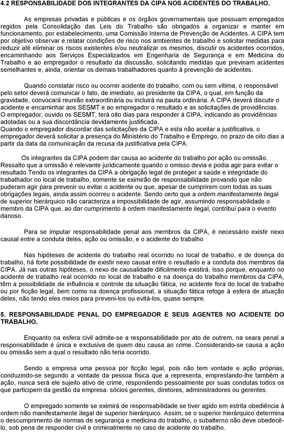 estabelecimento, uma Comissão Interna de Prevenção de Acidentes.