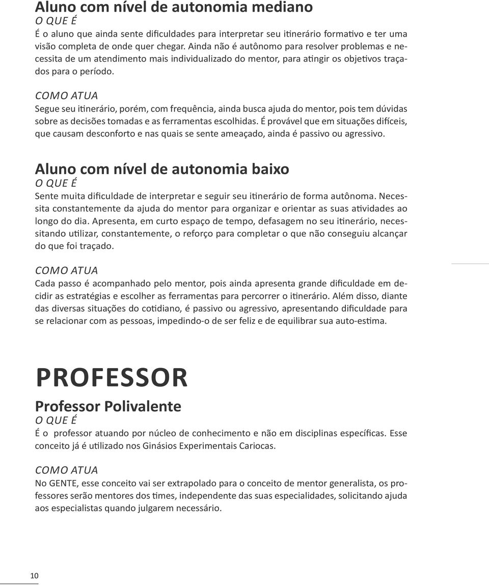 COMO ATUA Segue seu itinerário, porém, com frequência, ainda busca ajuda do mentor, pois tem dúvidas sobre as decisões tomadas e as ferramentas escolhidas.