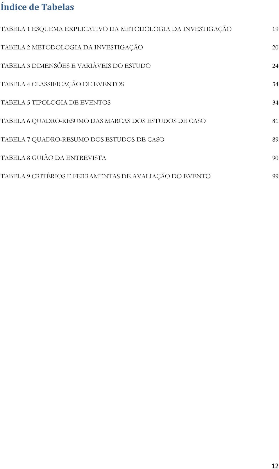 TIPOLOGIA DE EVENTOS 34 TABELA 6 QUADRO-RESUMO DAS MARCAS DOS ESTUDOS DE CASO 81 TABELA 7 QUADRO-RESUMO DOS