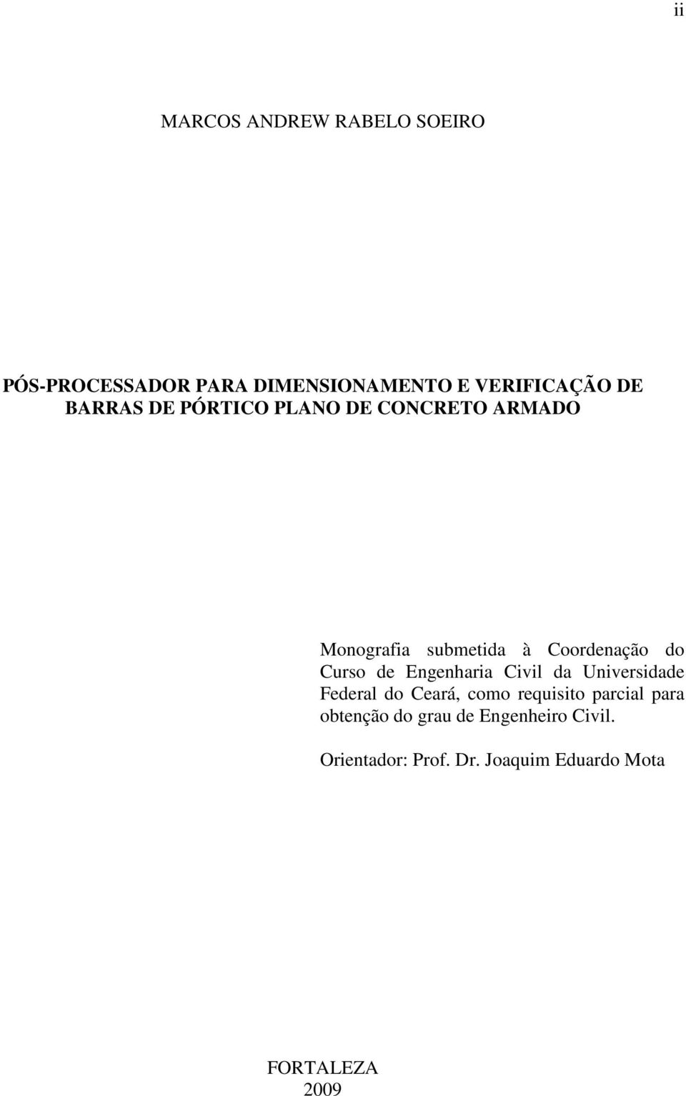 de Engenharia Civil da Universidade Federal do Ceará, como requisito parcial para