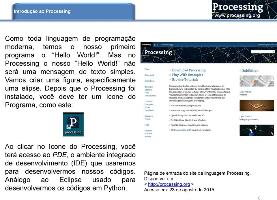 Depois que o Processing foi instalado, você deve ter um ícone do Programa, como este: Ao clicar no ícone do Processing, você terá acesso ao PDE, o ambiente integrado de