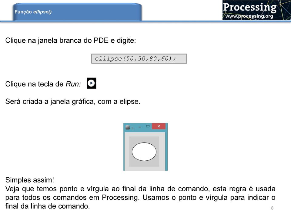 Veja que temos ponto e vírgula ao final da linha de comando, esta regra é usada para