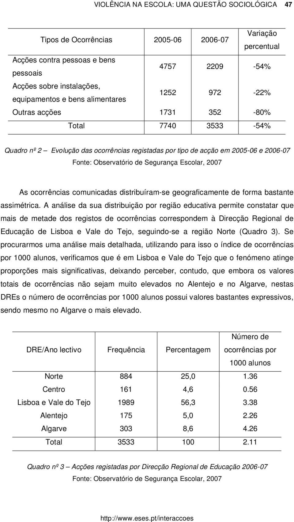 Escolar, 2007 As ocorrências comunicadas distribuíram-se geograficamente de forma bastante assimétrica.