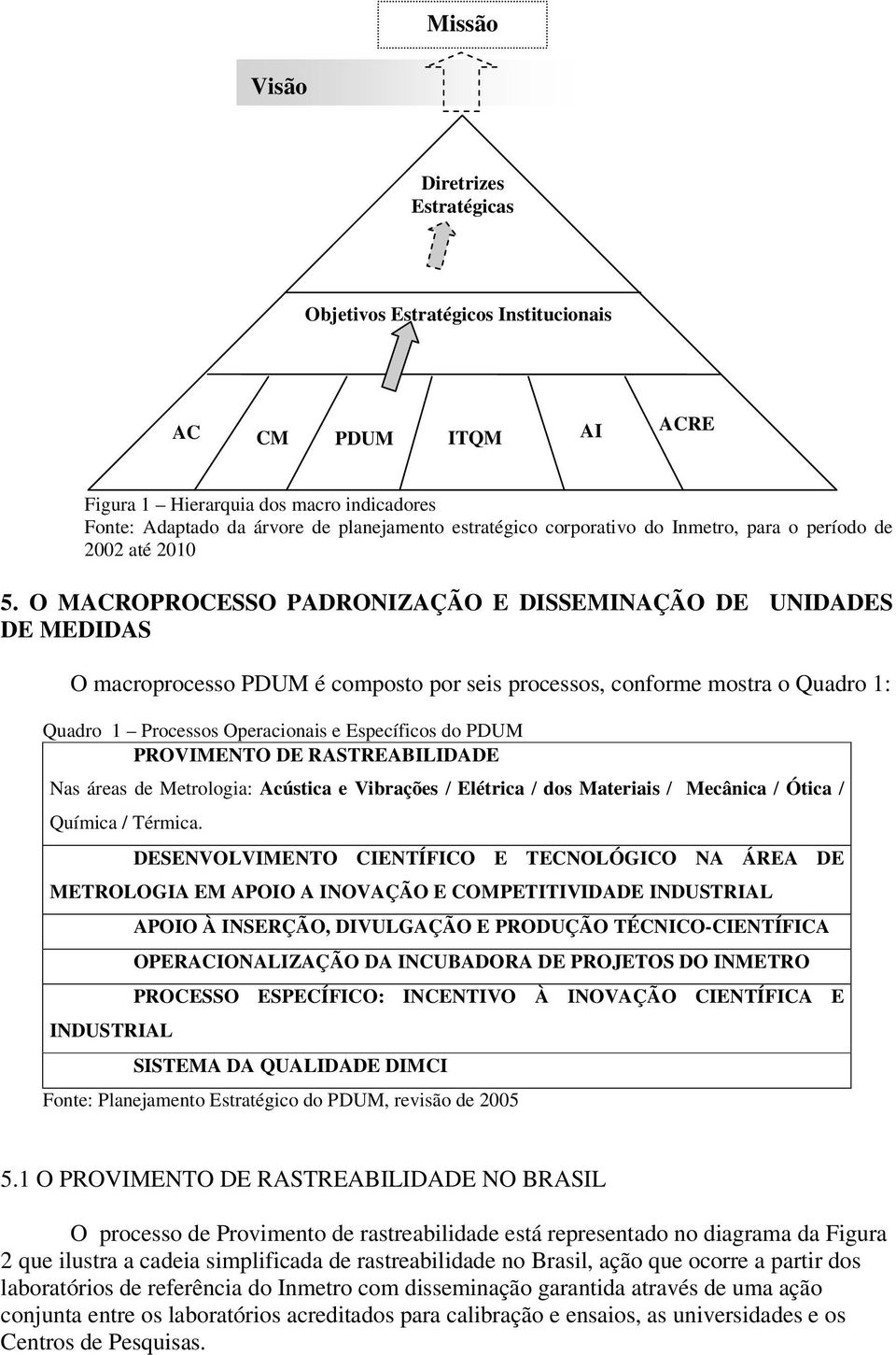 O MACROPROCESSO PADRONIZAÇÃO E DISSEMINAÇÃO DE UNIDADES DE MEDIDAS O macroprocesso PDUM é composto por seis processos, conforme mostra o Quadro 1: Quadro 1 Processos Operacionais e Específicos do