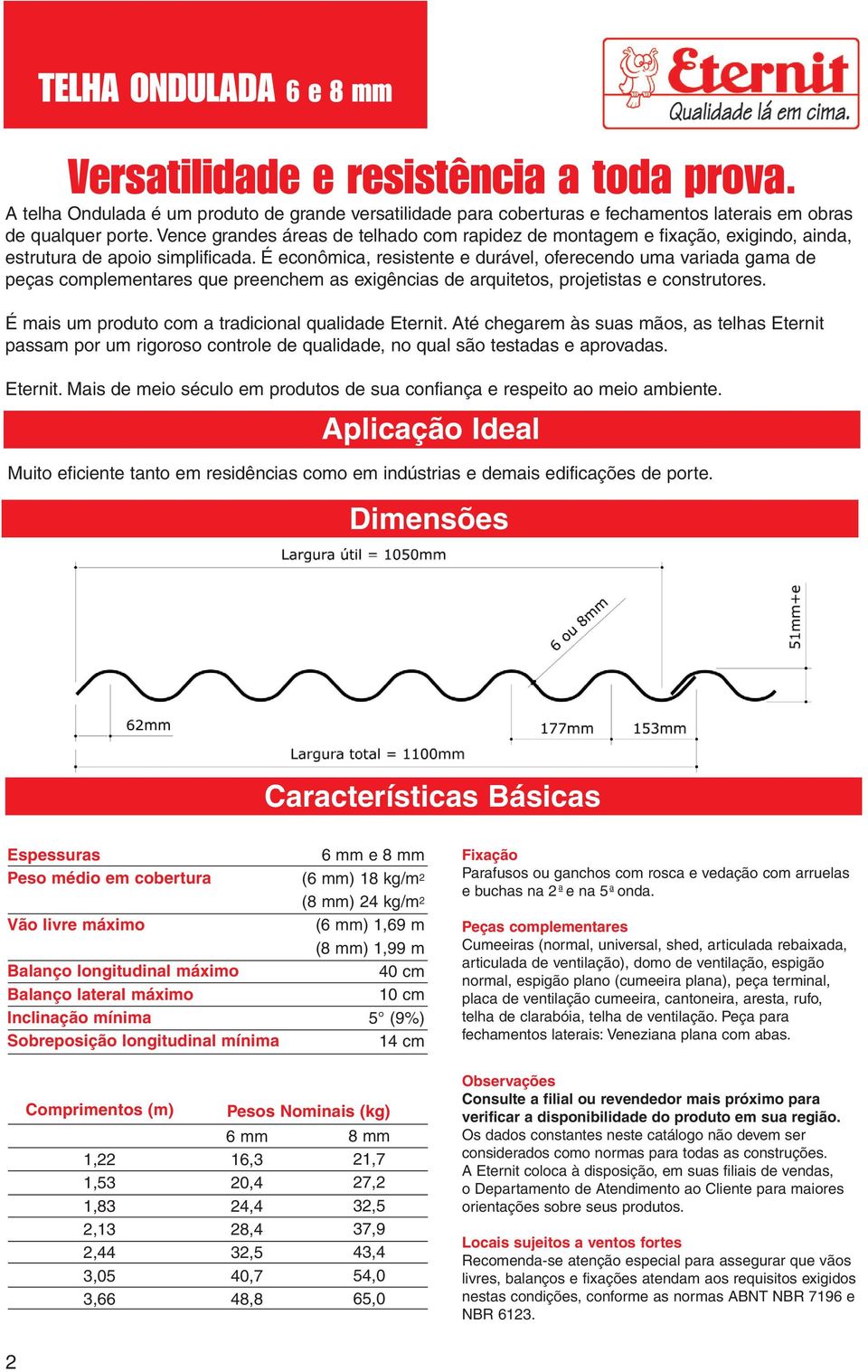 É econômic, resistente e durável, oferecendo um vrid gm de peçs complementres que preenchem s exigêncis de rquitetos, projetists e construtores. É mis um produto com trdicionl qulidde Eternit.