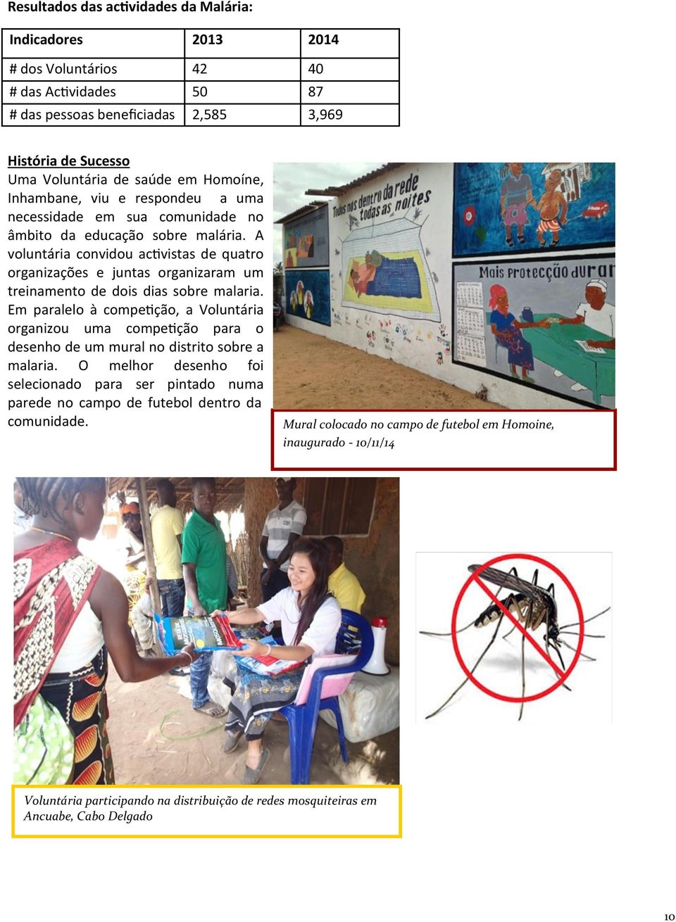 A voluntária convidou activistas de quatro organizações e juntas organizaram um treinamento de dois dias sobre malaria.