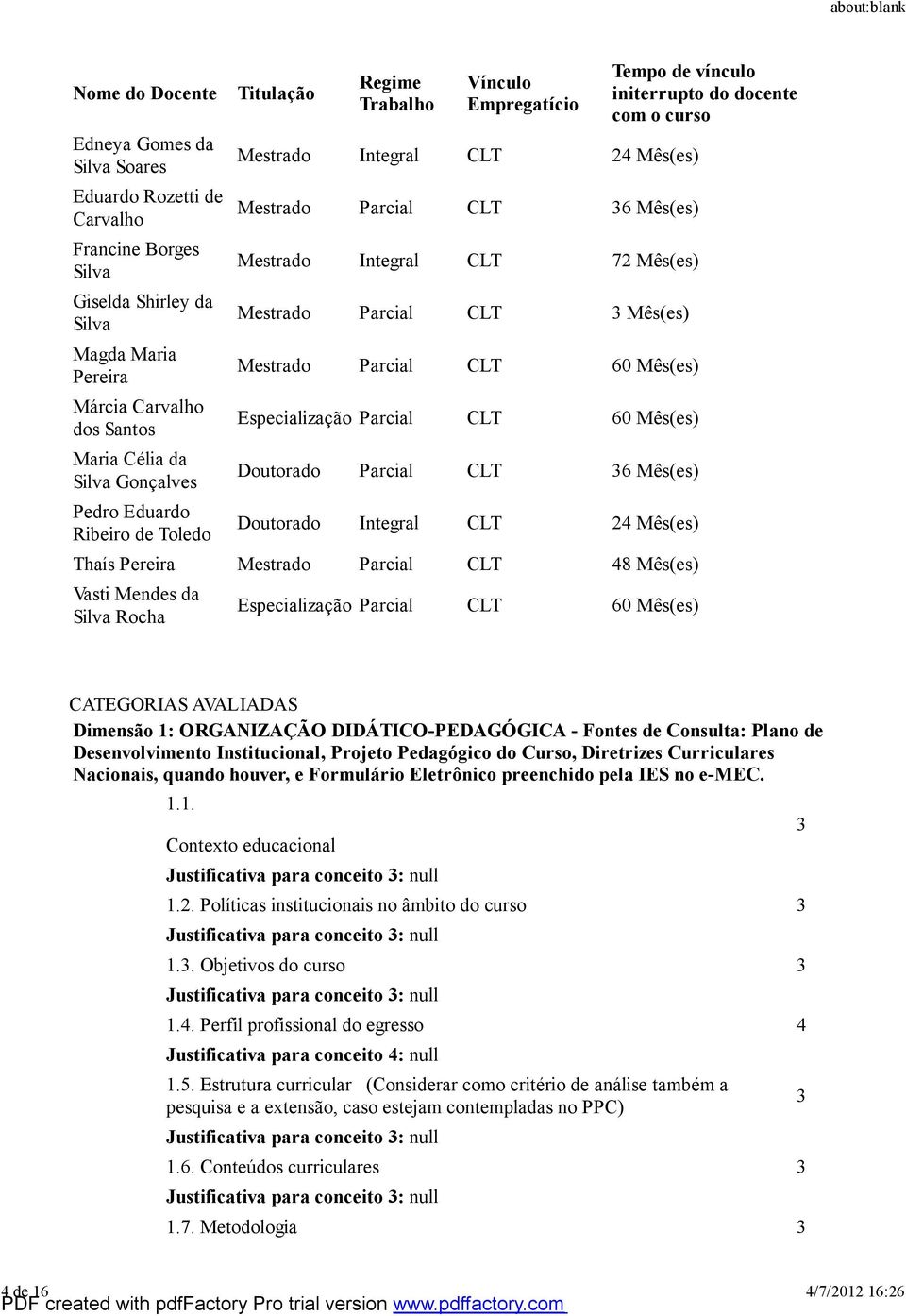 Mês(es) Mestrado Parcial CLT 60 Mês(es) Especialização Parcial CLT 60 Mês(es) Doutorado Parcial CLT 6 Mês(es) Doutorado Integral CLT 2 Mês(es) Thaís Pereira Mestrado Parcial CLT 8 Mês(es) Vasti