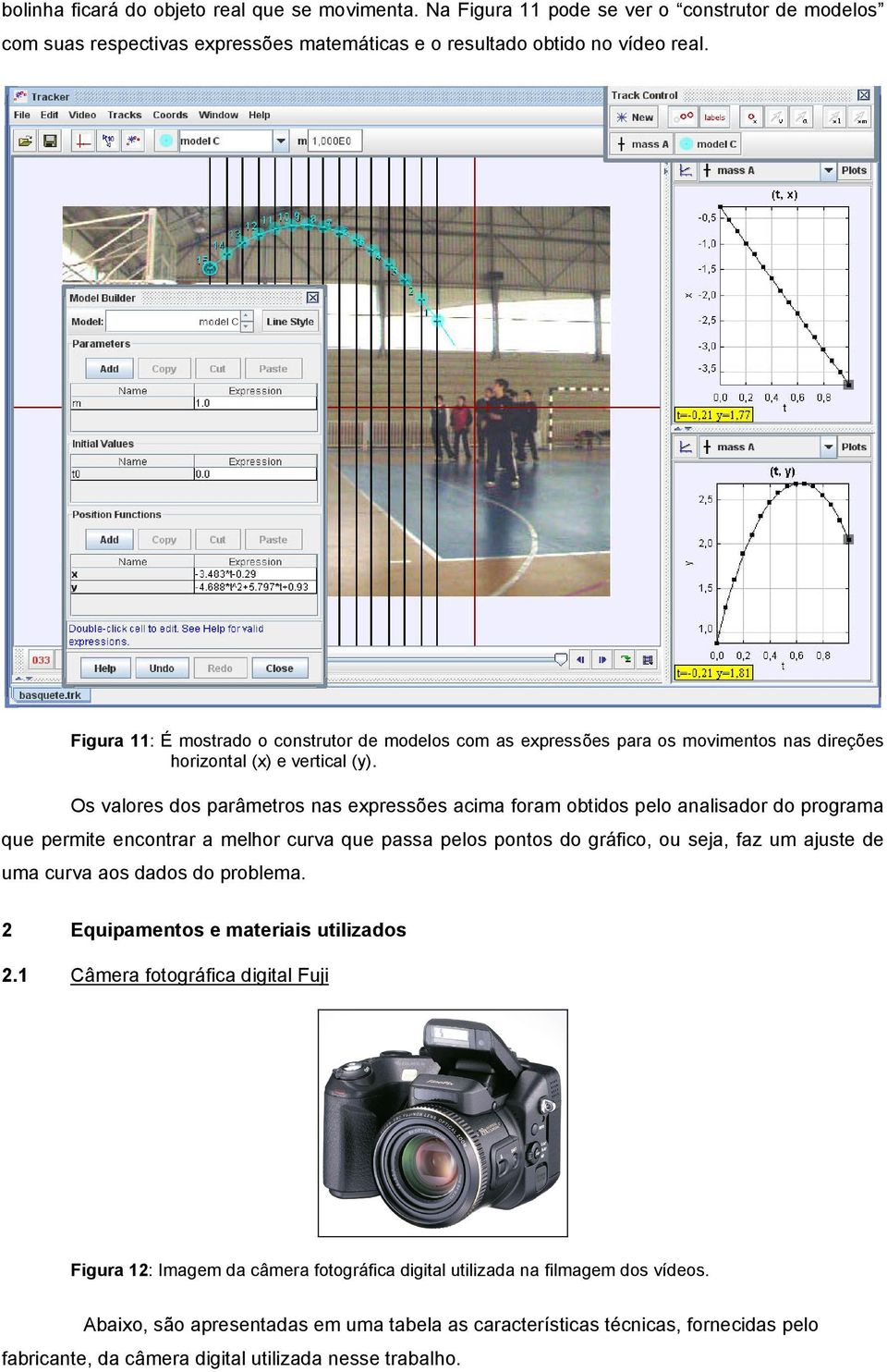 Os valores dos parâmetros nas expressões acima foram obtidos pelo analisador do programa que permite encontrar a melhor curva que passa pelos pontos do gráfico, ou seja, faz um ajuste de uma curva