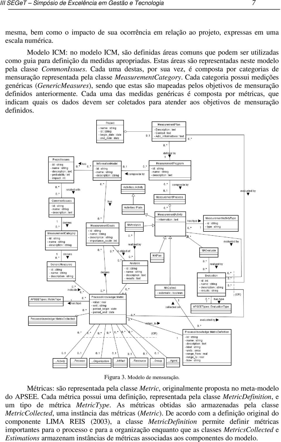 Cada uma destas, por sua vez, é composta por categorias de mensuração representada pela classe MeasurementCategory.