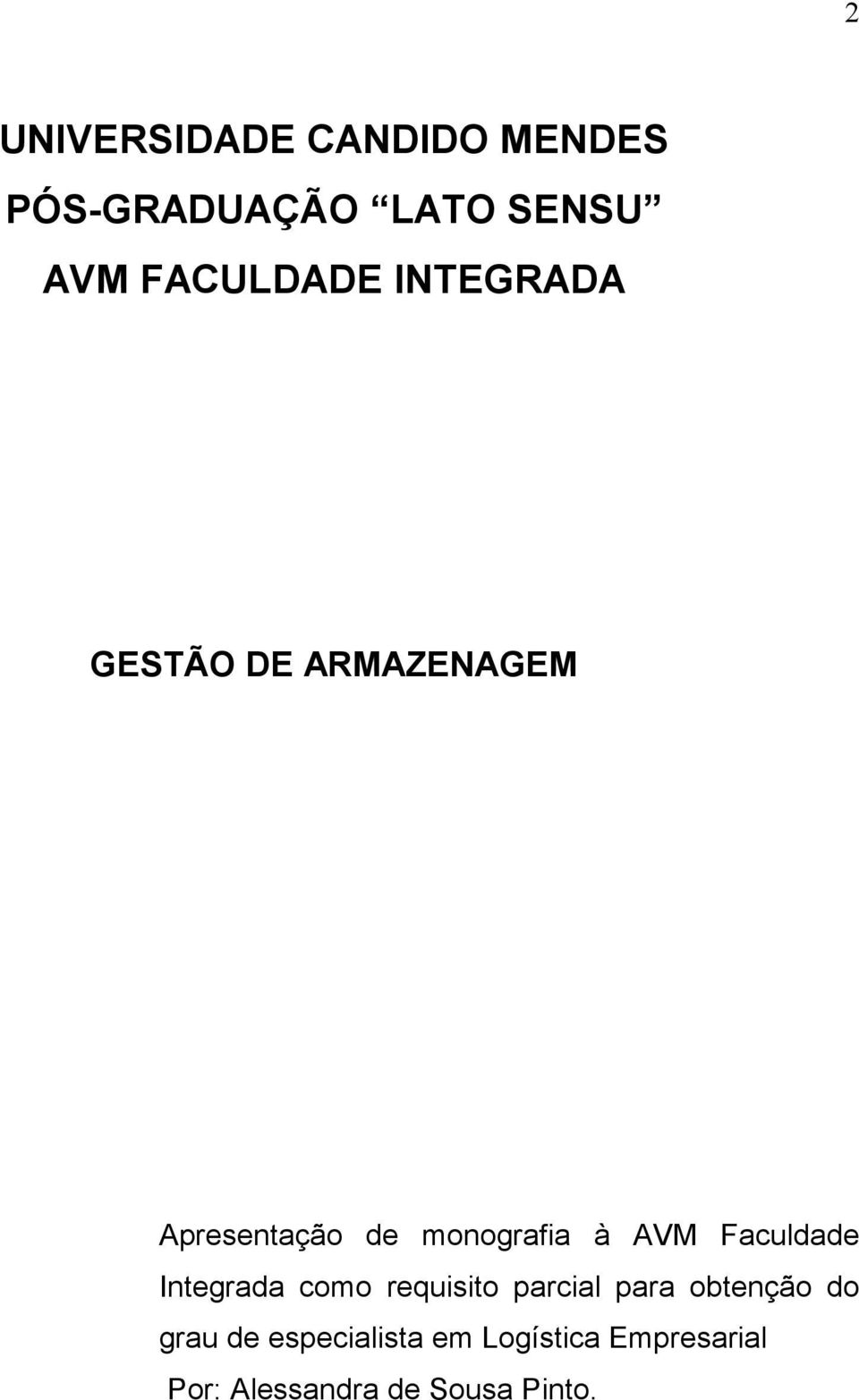 monografia à AVM Faculdade Integrada como requisito parcial para