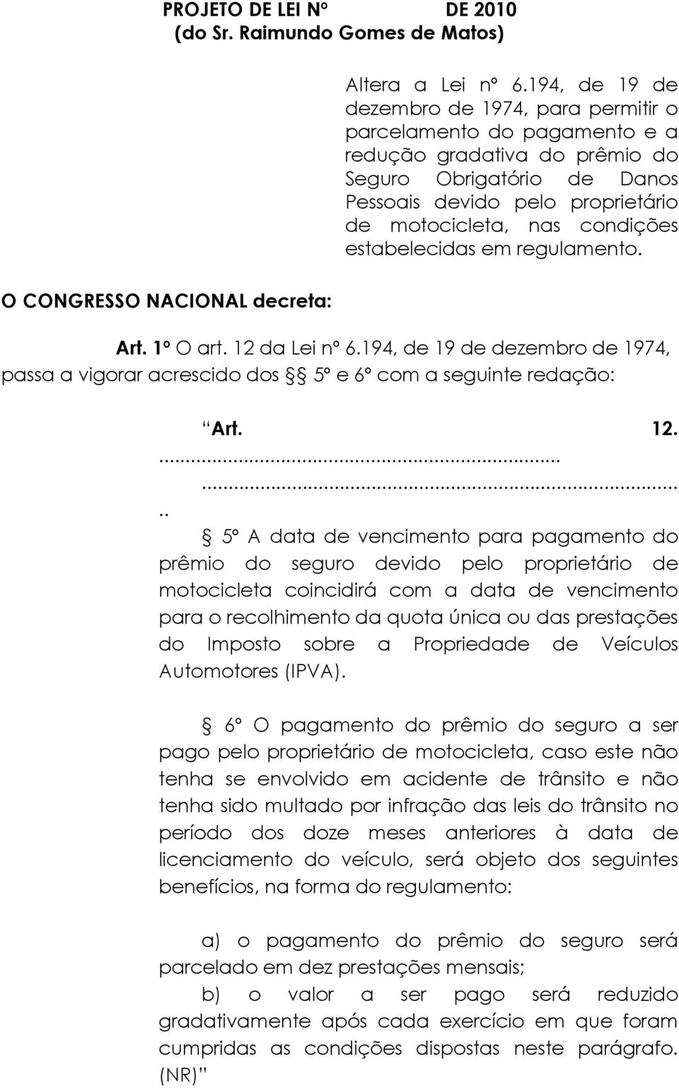 condições estabelecidas em regulamento. Art. 1º O art. 12 