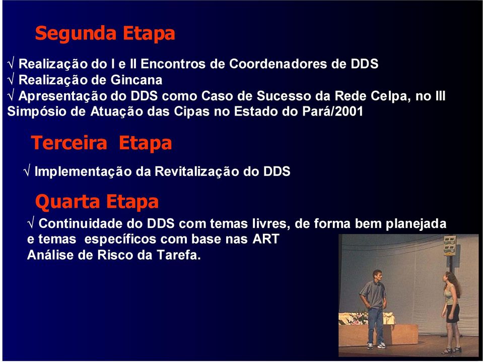 Estado do Pará/2001 Terceira Etapa Implementação da Revitalização do DDS Quarta Etapa Continuidade