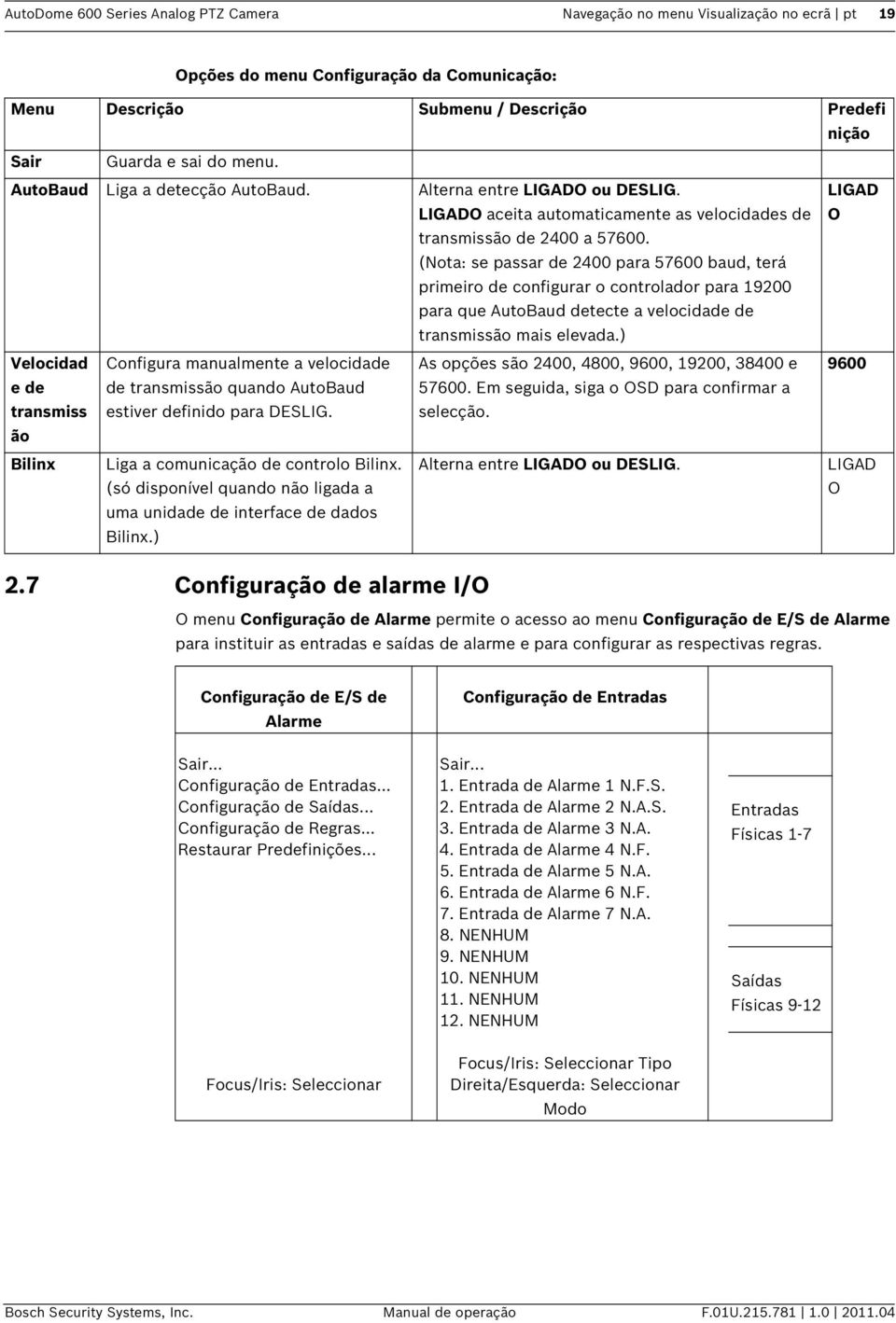 (Nota: se passar de 2400 para 57600 baud, terá primeiro de configurar o controlador para 19200 para que AutoBaud detecte a velocidade de transmissão mais elevada.