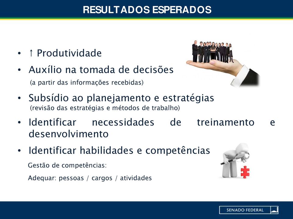 e métodos de trabalho) Identificar necessidades de treinamento e desenvolvimento