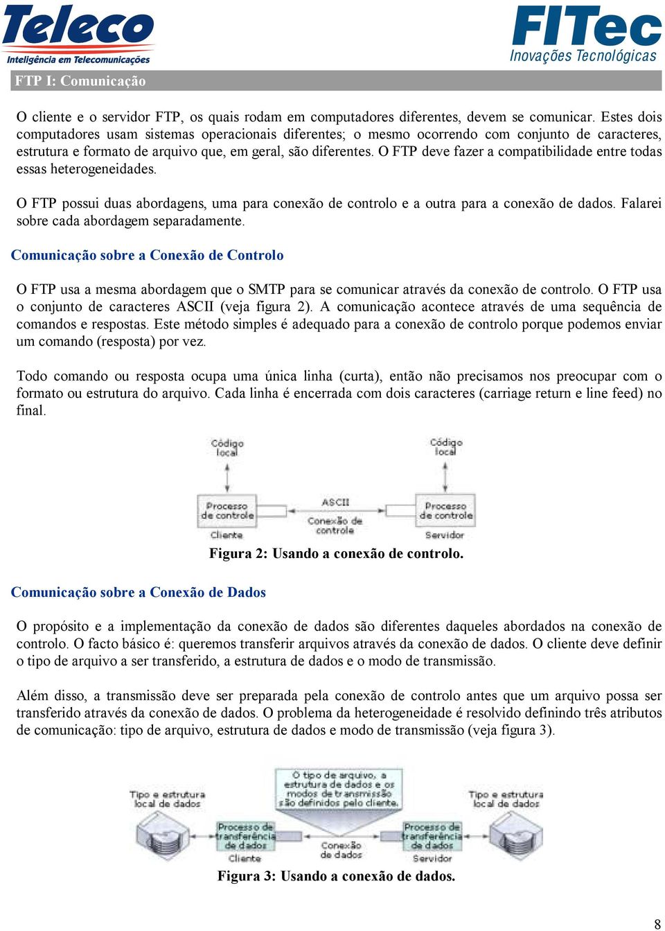 O FTP deve fazer a compatibilidade entre todas essas heterogeneidades. O FTP possui duas abordagens, uma para conexão de controlo e a outra para a conexão de dados.