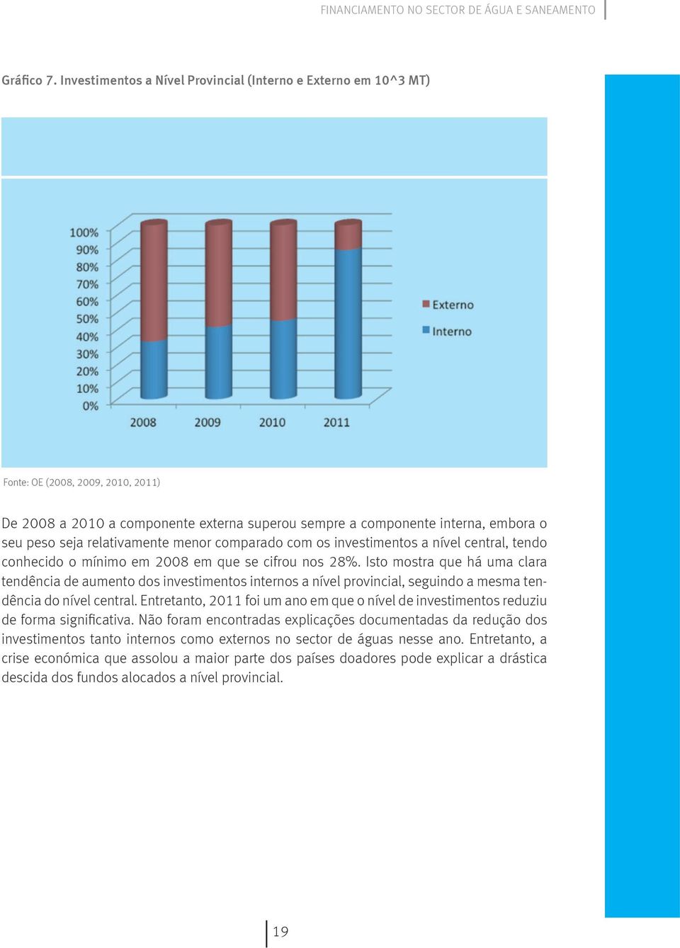 relativamente menor comparado com os investimentos a nível central, tendo conhecido o mínimo em 2008 em que se cifrou nos 28%.