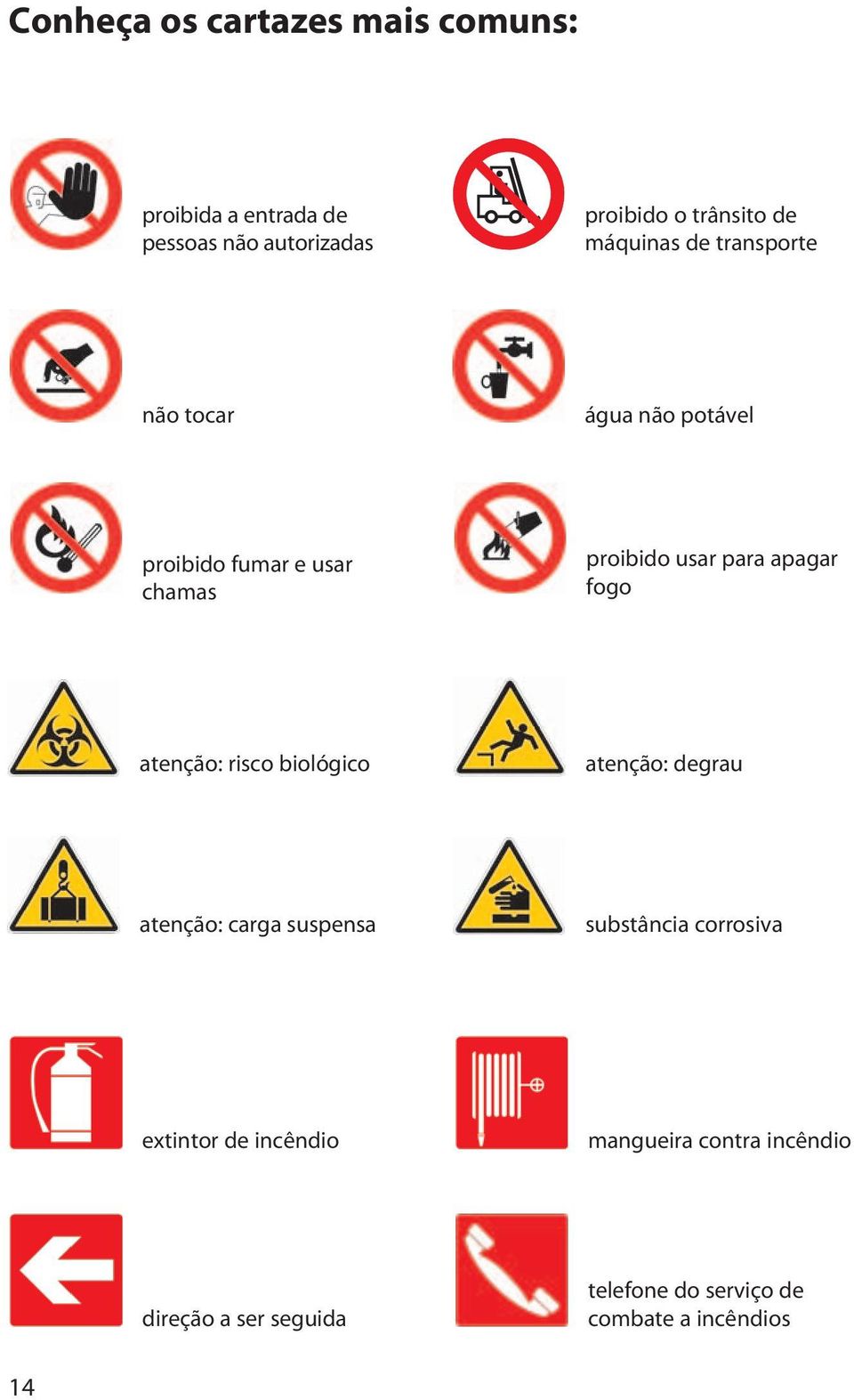 apagar fogo atenção: risco biológico atenção: degrau atenção: carga suspensa substância corrosiva