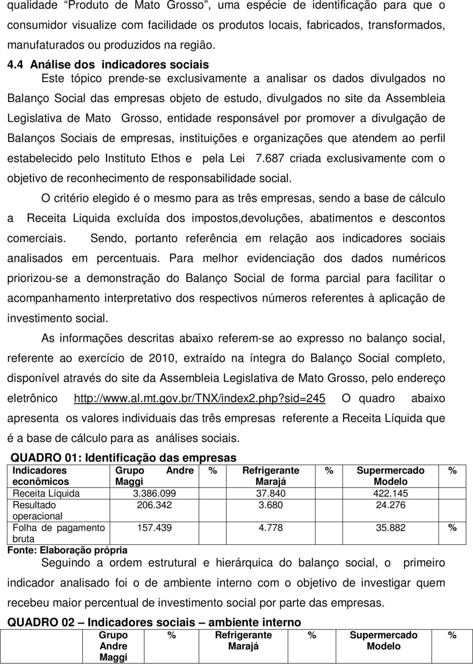 Mato Grosso, entidade responsável por promover a divulgação de Balanços Sociais de empresas, instituições e organizações que atendem ao perfil estabelecido pelo Instituto Ethos e pela Lei 7.