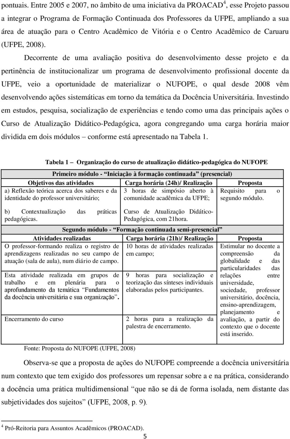 Acadêmico de Vitória e o Centro Acadêmico de Caruaru (UFPE, 2008).