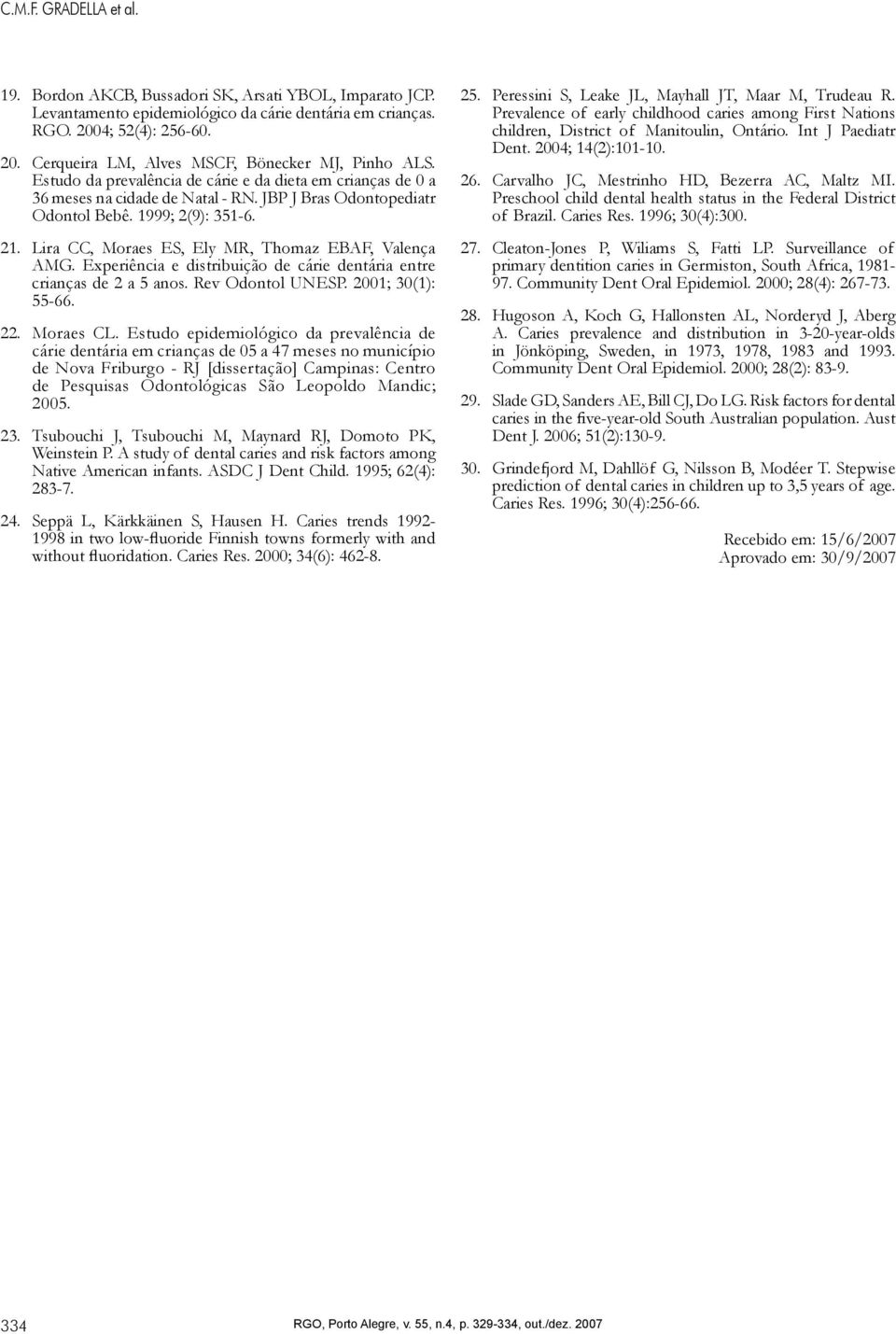 1999; 2(9): 351-6. 25. 26. Peressini S, Leake JL, Mayhall JT, Maar M, Trudeau R. Prevalence of early childhood caries among First Nations children, District of Manitoulin, Ontário.