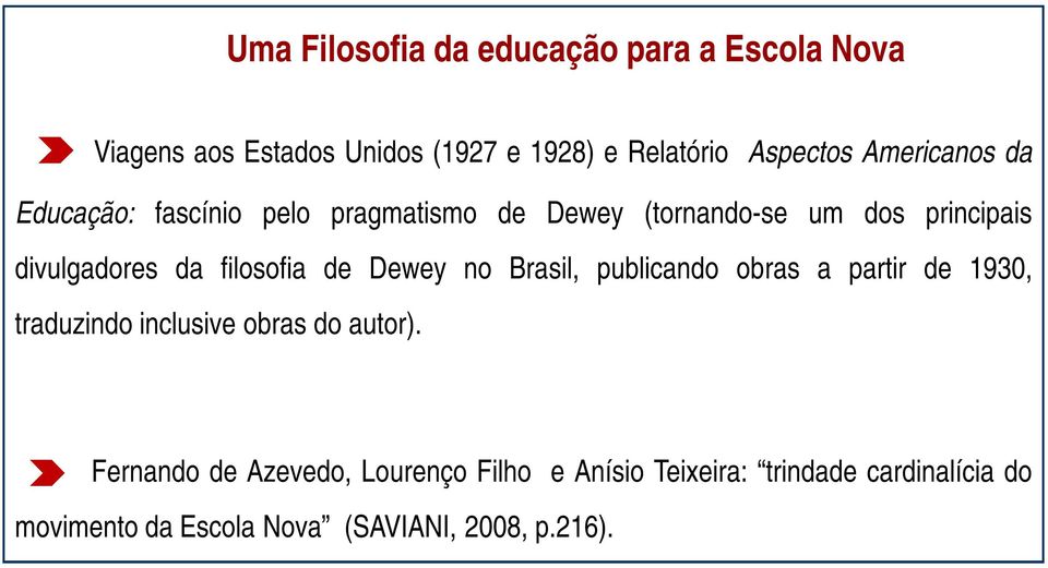 filosofia de Dewey no Brasil, publicando obras a partir de 1930, traduzindo inclusive obras do autor).