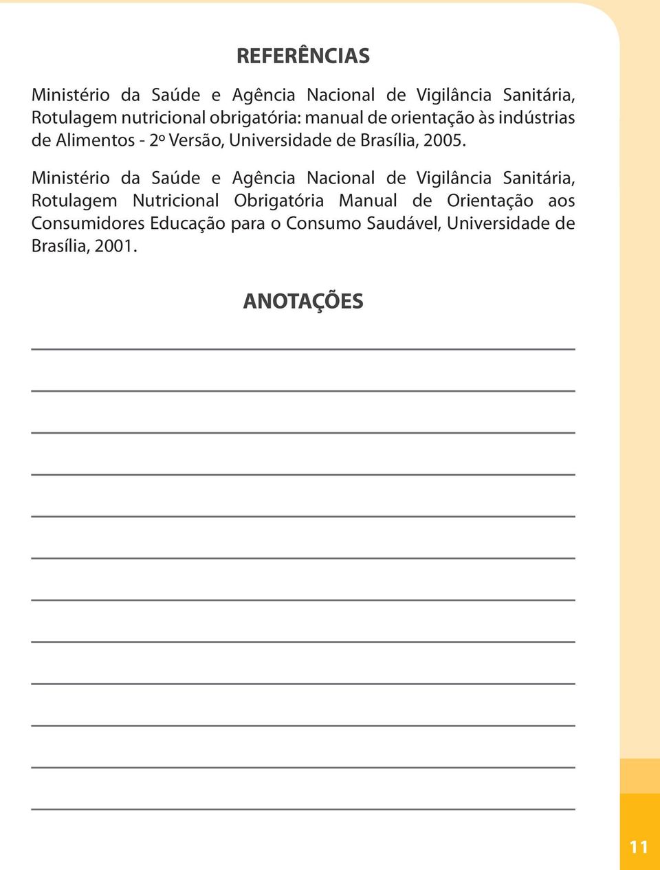 Ministério da Saúde e Agência Nacional de Vigilância Sanitária, Rotulagem Nutricional Obrigatória Manual