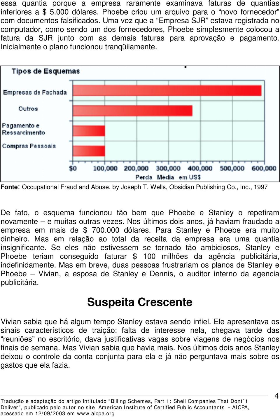 Inicialmente o plano funcionou tranqüilamente. Fonte: Occupational Fraud and Abuse, by Joseph T. Wells, Obsidian Publishing Co., Inc.