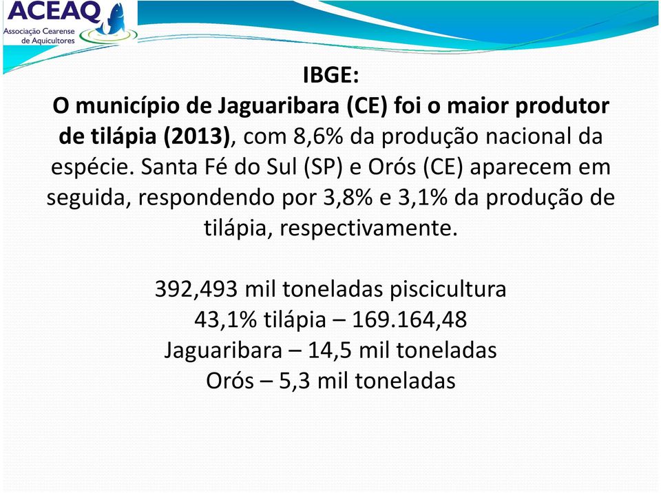 Santa Fé do Sul (SP) e Orós (CE) aparecem em seguida, respondendo por 3,8% e 3,1% da