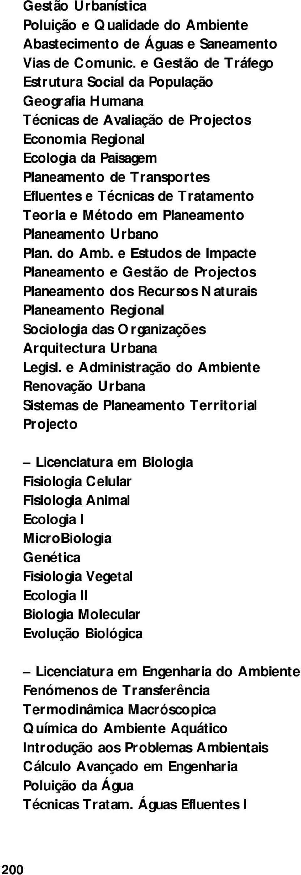 Tratamento Teoria e Método em Planeamento Planeamento Urbano Plan. do Amb.