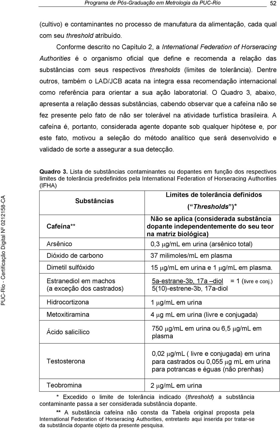 de tolerância). Dentre outros, também o LAD/JCB acata na íntegra essa recomendação internacional como referência para orientar a sua ação laboratorial.