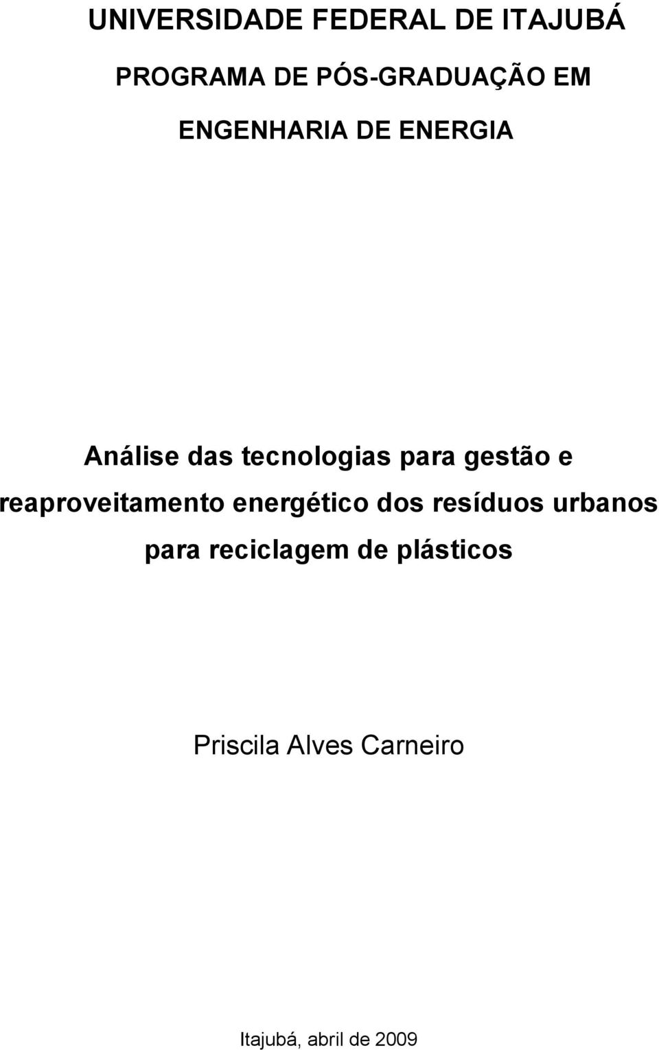 reaproveitamento energético dos resíduos urbanos para