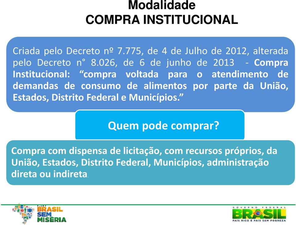 alimentos por parte da União, Estados, Distrito Federal e Municípios. Quem pode comprar?