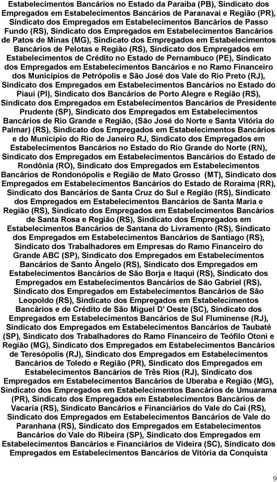 Empregados em Estabelecimentos de Crédito no Estado de Pernambuco (PE), Sindicato dos Empregados em Estabelecimentos Bancários e no Ramo Financeiro dos Municípios de Petrópolis e São José dos Vale do
