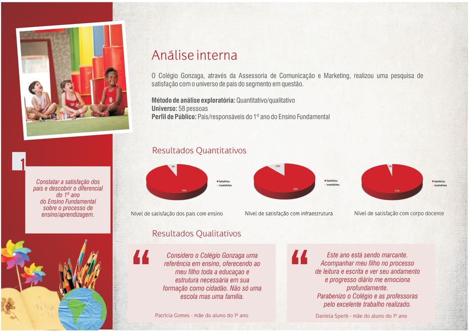 dos pais e descobrir o diferencial do 1º ano do Ensino Fundamental sobre o processo de ensino/aprendizagem.