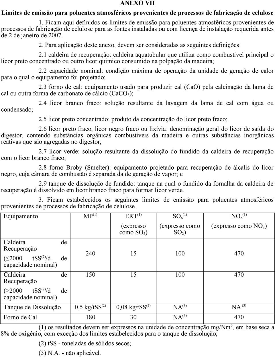 de janeiro de 2007. 2. Para aplicação deste anexo, devem ser consideradas as seguintes definições: 2.