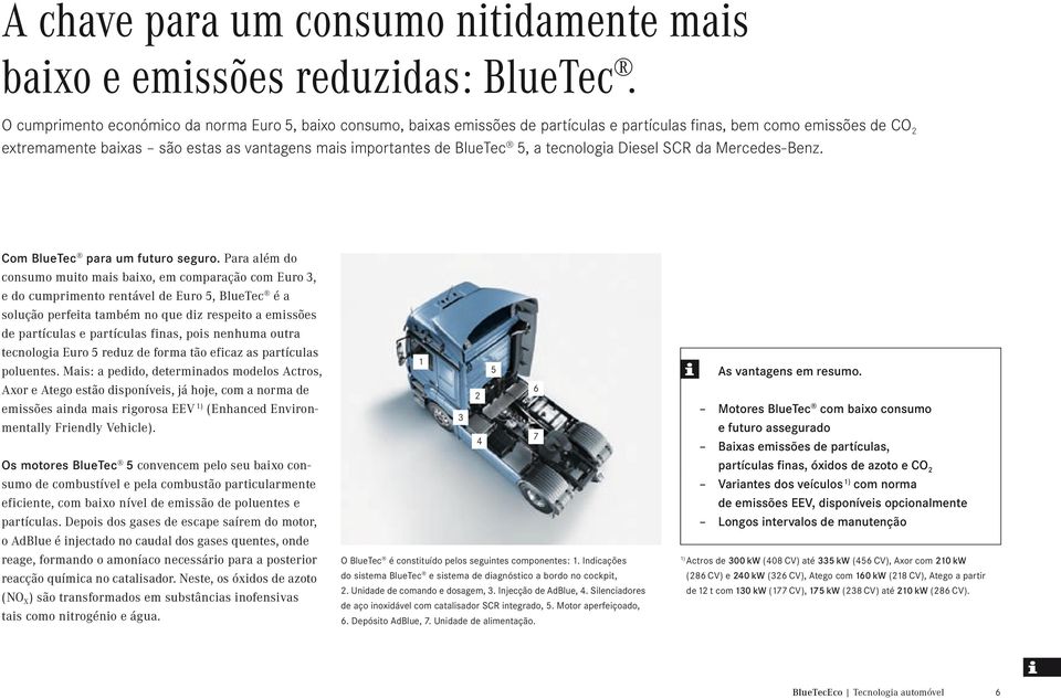 BlueTec 5, a tecnologia Diesel SCR da Mercedes-Benz. Com BlueTec para um futuro seguro.