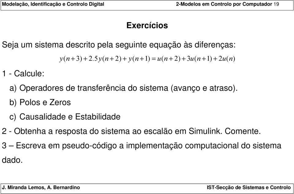 transferência do sistema (avanço e atraso).