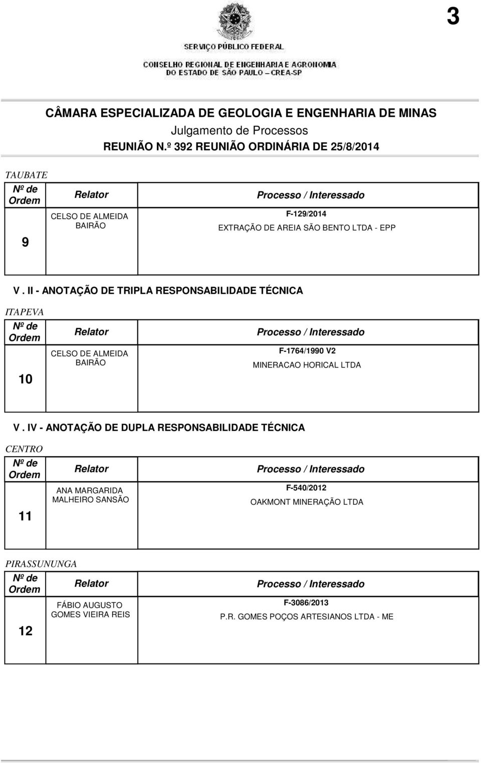 HORICAL LTDA V.