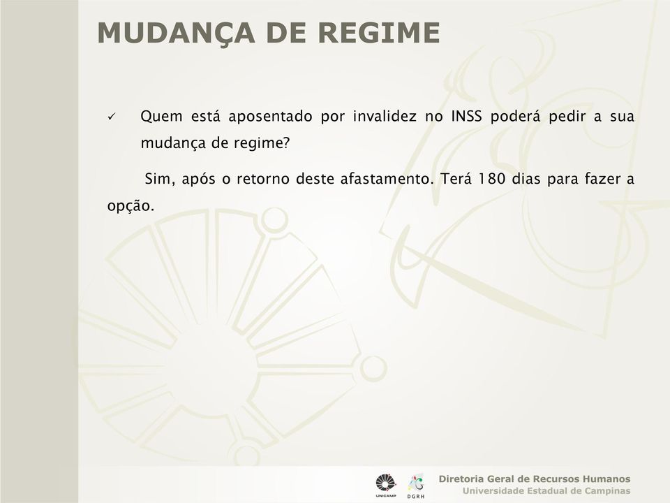 mudança de regime? opção.