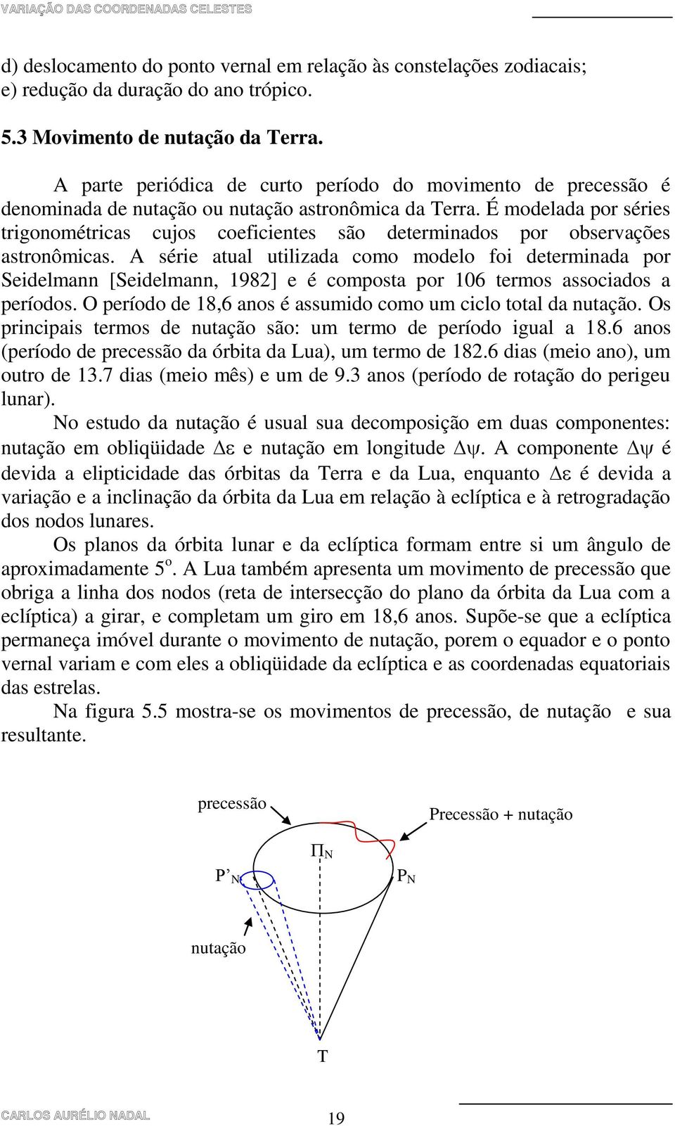 É modelada por séries trigonométricas cujos coeficientes são determinados por observações astronômicas.