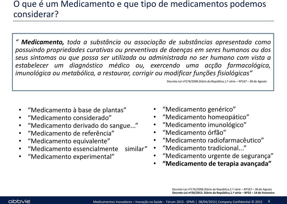 utilizada ou administrada no ser humano com vista a estabelecer um diagnóstico médico ou, exercendo uma acção farmacológica, imunológica ou metabólica, a restaurar, corrigir ou modificar funções