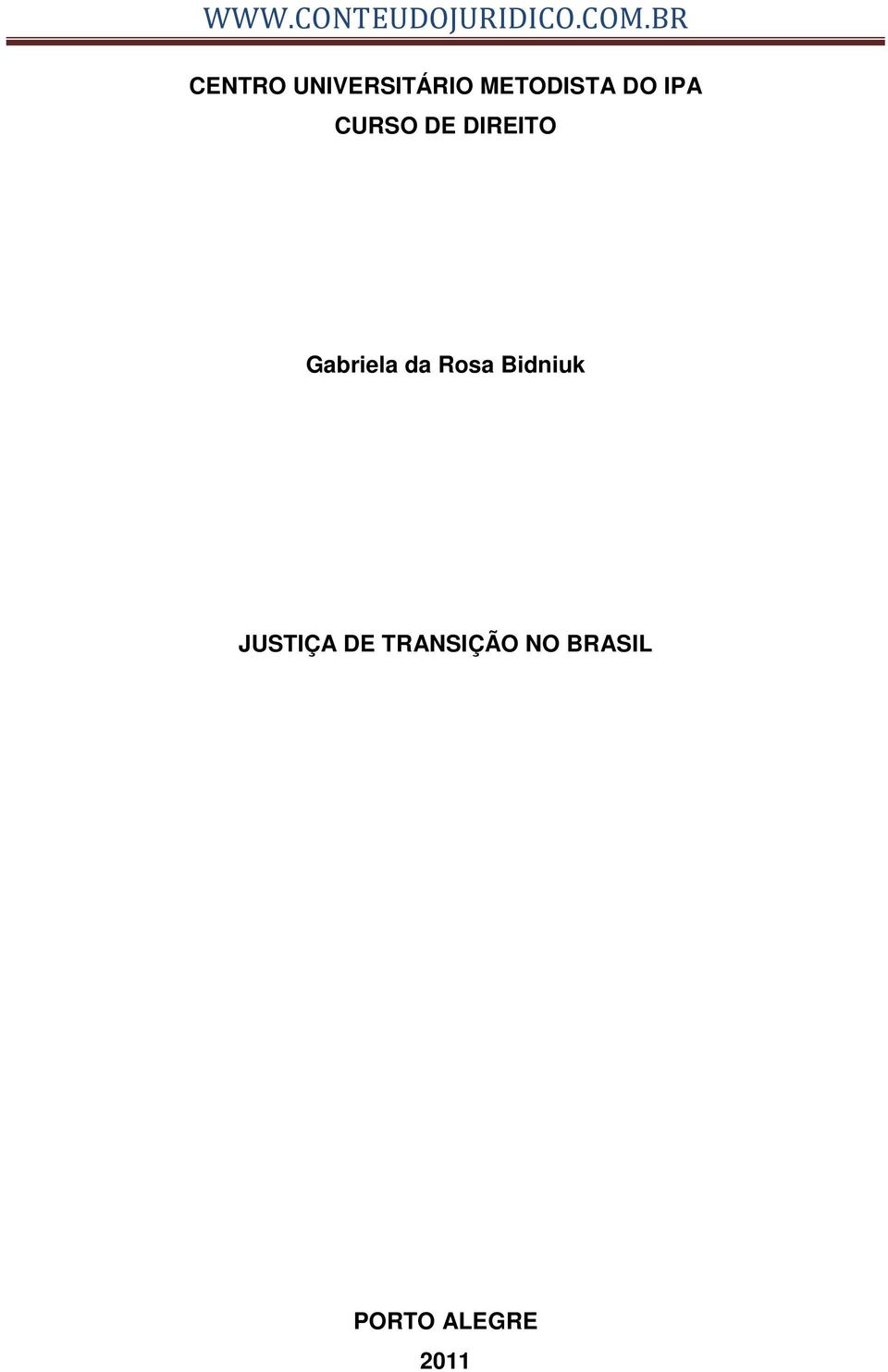 IPA CURSO DE DIREITO Gabriela da Rosa