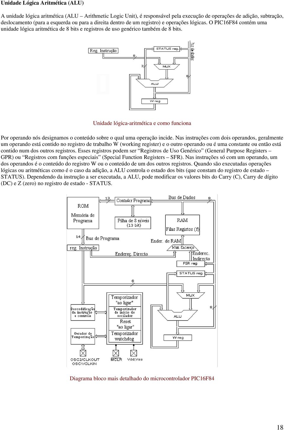 Unidade lógica-aritmética e como funciona Por operando nós designamos o conteúdo sobre o qual uma operação incide.