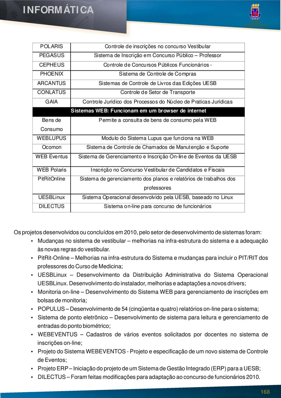 Controle Jurídico dos Processos do Núcleo de Praticas Jurídicas Sistemas WEB: Funcionam em um browser de internet Permite a consulta de bens de consumo pela WEB Modulo do Sistema Lupus que funciona