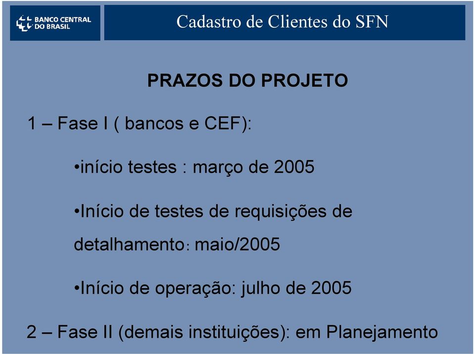 requisições de detalhamento: maio/2005 Início de