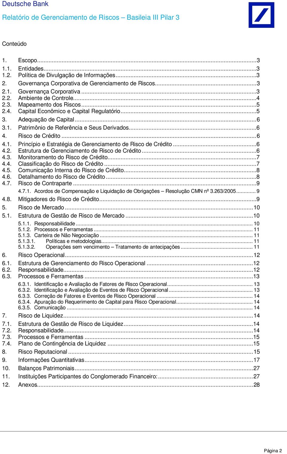 ..6 4.2. Estrutura de Gerenciamento de Risco de Crédito...6 4.3. Monitoramento do Risco de Crédito...7 4.4. Classificação do Risco de Crédito...7 4.5. Comunicação Interna do Risco de Crédito...8 4.6. Detalhamento do Risco de Crédito.